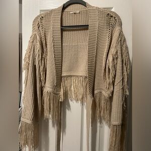 Tularosa tan fringe cardigan